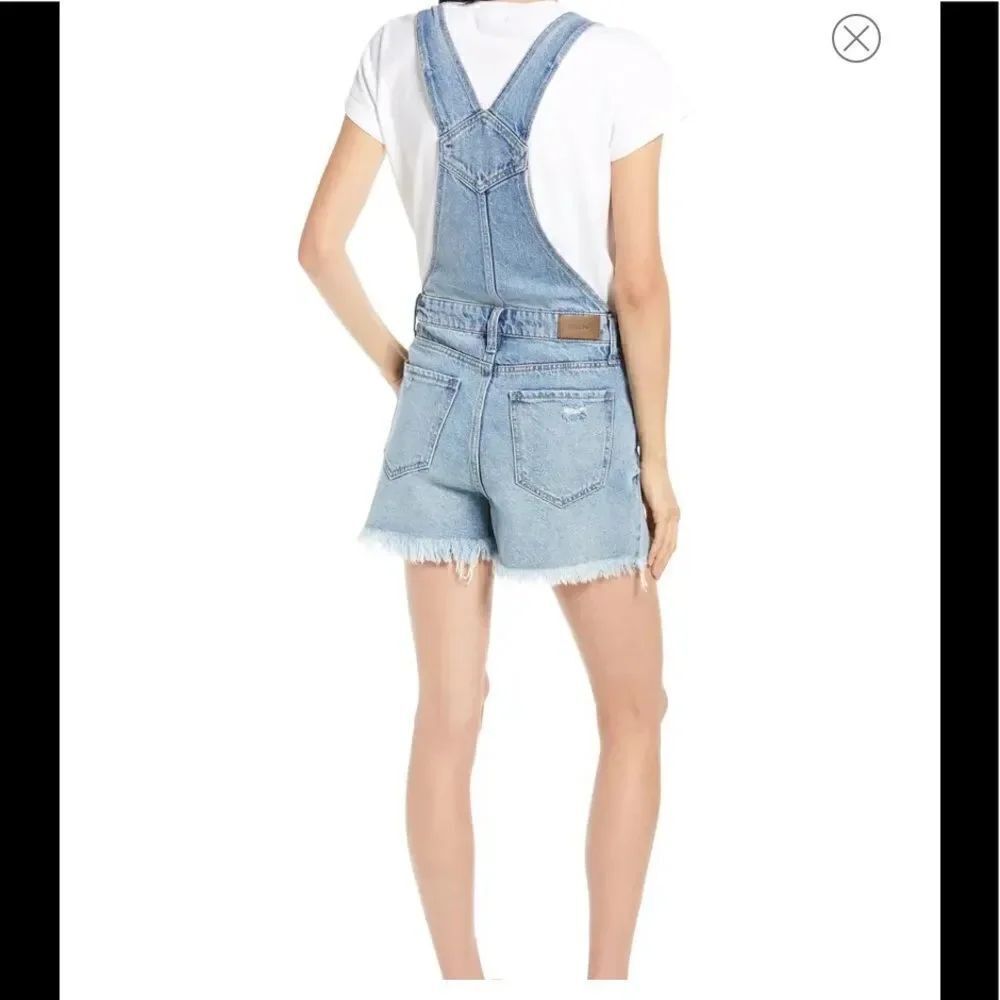 Hidden Frayed Denim Short Overalls - Picture 10 of 13